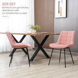 thumbnail of Esszimmerstuhl 2er Set 50x61x79 cm mit Rückenlehne und Samtbezug Rosa Retro Design mit Tufting Stahlbeine rutschfeste Bodenschoner
