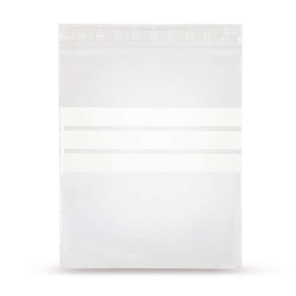 Lot de 100 Sachets plastiques à fermeture ZIP 160x220mm + 3 bandes blanches