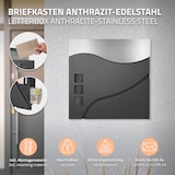 thumbnail of ECD Germany Briefkasten Anthrazit/Silber 37 x 10,5 x 36,5 cm Edelstahl, mit Zeitungsfach & Sichtfenster, inkl. 2 Schlüssel, Wandbriefkasten