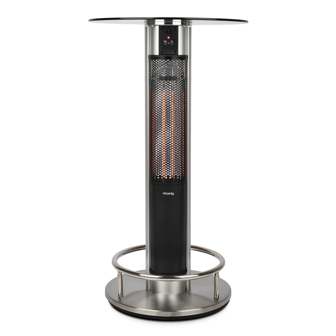 H.Koenig Tavolo riscaldante da esterno 60cm di diametro, altezza 110cm, 2 potenze, 1600W