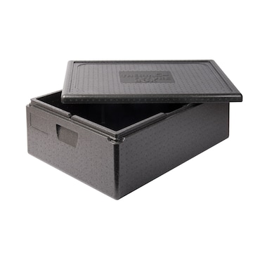 Thermo Future BoxAllround 60 x 40, caja aislante negra con tapa, 200 mm de profundidad, 53 litros, EPP robusto y duradero.