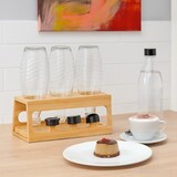 thumbnail of Relaxdays Flaschenhalter kompatibel mit Sodastream-Flaschen, Bambus, mit Abtropfschale, 3er Flaschenständer, natur