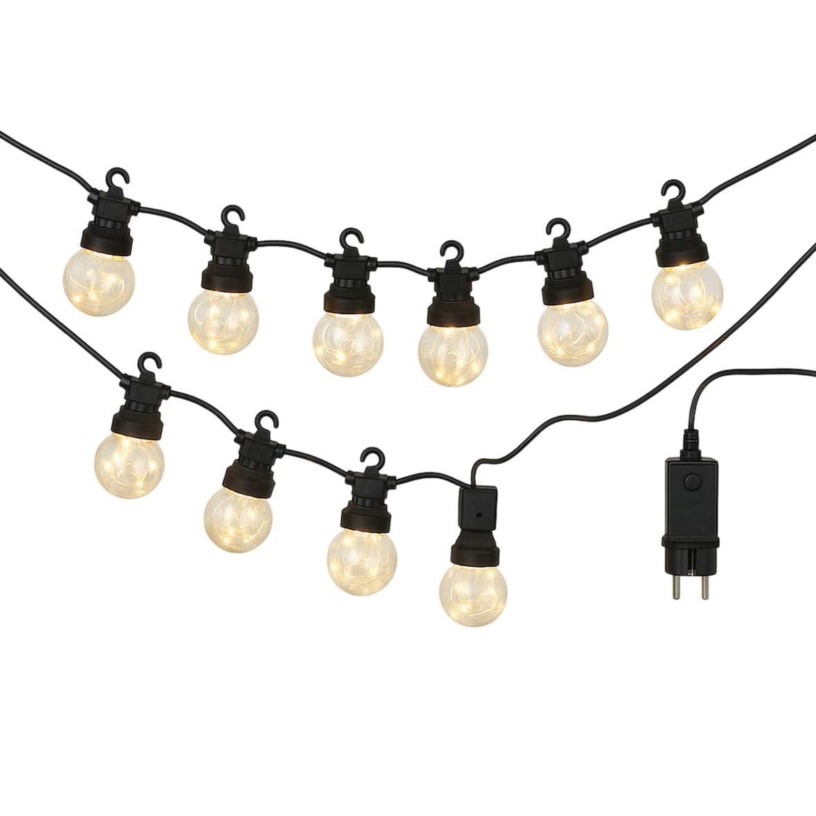 WellHome - Guirnalda de Luces LED Blancas Cálidas con Temporizador Transformador IP44 y Función de Temporizador