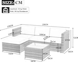 thumbnail of Merax Polyrotan loungebankset, lounge tuinmeubelen, hoekbank, bankstel met zit- en rugkussens, loungetafel met glazen blad, kaki