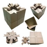 thumbnail of Décopatch Pappmaché, braun, Set mit 2 viereckigen Geschenkboxen mit Schleife - Kartonbraun BT080C