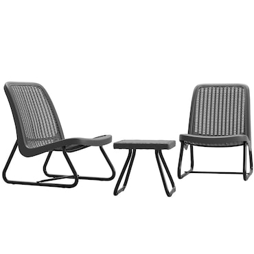 tectake Conjunto de assentos Modica com visual de rattan para 2 pessoas, ergonómico  Cinzento