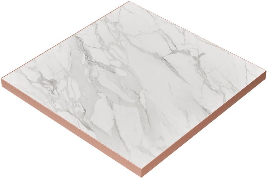 Gastro Tischplatte | Marmor Weiß  | 70x70 cm | Rosé Gold