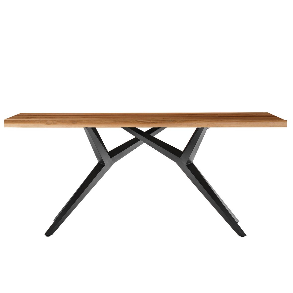 SIT Möbel Esstisch aus Teak-Holz 220 cm | Platte 50 mm natur | Gestell Metall antikschwarz | B 220 x T 100 x H 73 cm | 15512-11 | Serie TABLES & CO