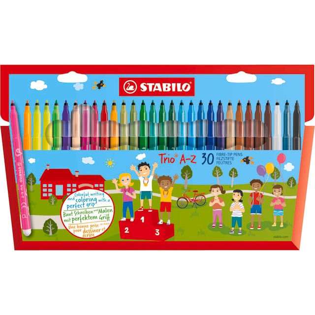 STABILO 30 feutres de coloriage pointe moyenne Trio A-Z dont 5 fluo