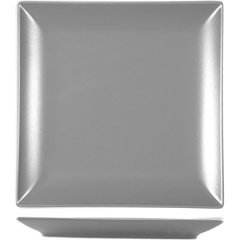 H&H Set 6 Piatti Piani in Stoneware Boston Grigio 24x24cm
