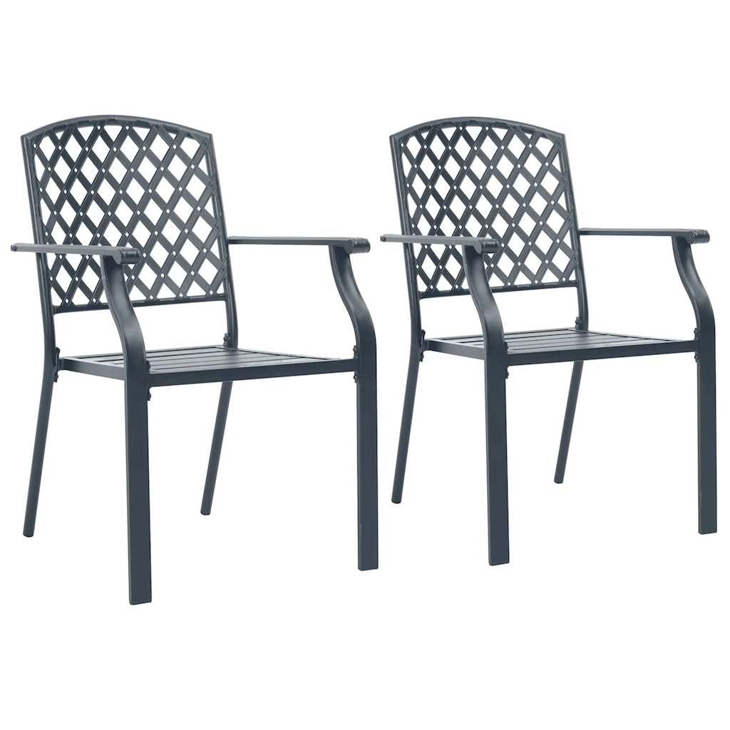 vidaXL Tuinstoelen stapelbaar 2 st staal antraciet