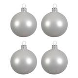 thumbnail of 4 Weihnachtskugeln 10cm Glas mundgeblasen Christbaumkugeln weiß matt