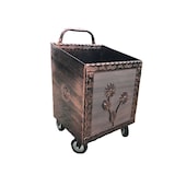 thumbnail of Carrello Portalegna Portapellet grande in ferro battuto con ruote colore spazzolato rame