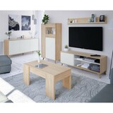 thumbnail of Dmora Vetrina Atlanta, Vetrinetta moderna a 3 ante, Credenza da soggiorno o salotto, Madia alta con ripiani, 77x33h142 cm, Rovere e Bianco