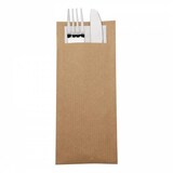 thumbnail of Bestecktaschen aus Kraftpapier mit weißer Serviette (500er-Packung) - Europochette
