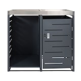 thumbnail of 1er-Mülltonnenverkleidung mit Brennholzlager HWC-H40, Mülltonnenbox, 125x130x80cm erweiterbar Metall 45kg ~ anthrazit