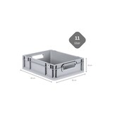 thumbnail of PROREGAL SuperSparSet 16x Eurobox NextGen Grip mit Auflagedeckel & 4 grünen Verschlüssen, HxBxT 12x30x40cm, 11L, Grau, Griffe offen, Eurobehälter
