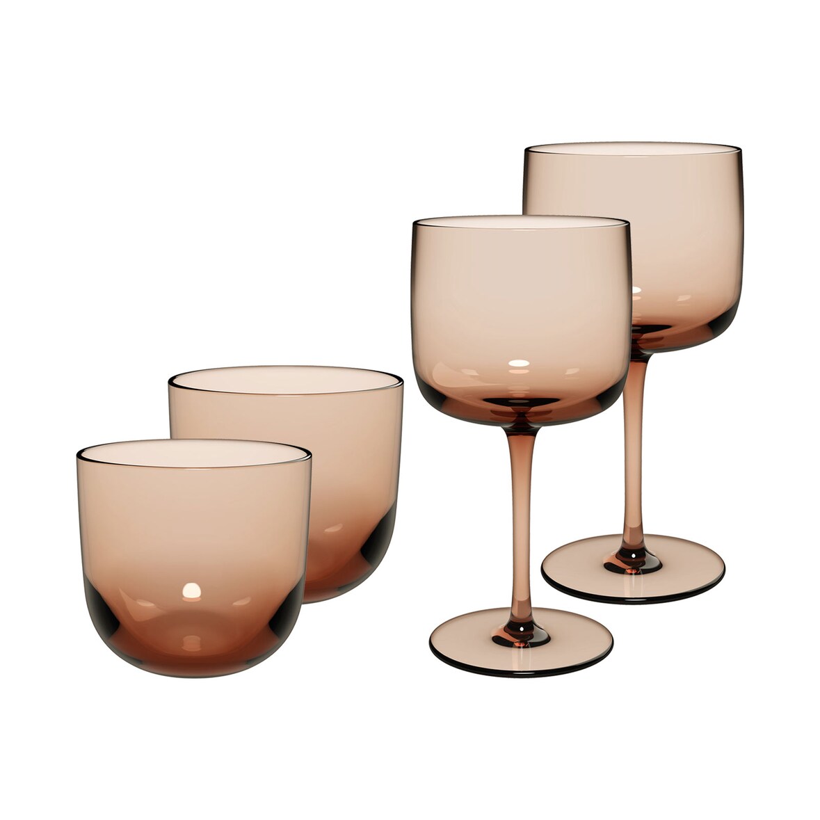 like. by Villeroy & Boch Like Glass Wein- und Wassergläser Set 4-teilig Clay