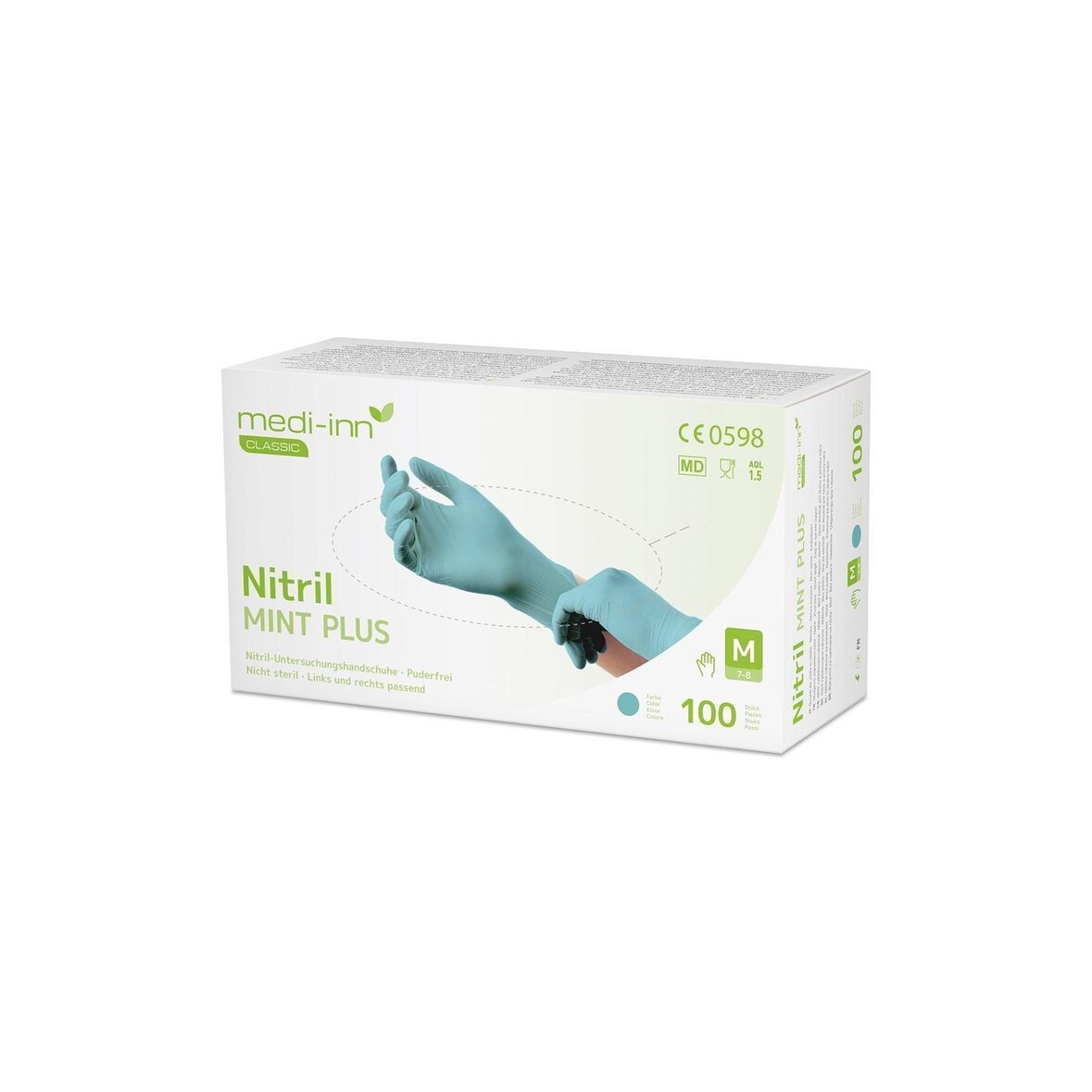 Medi-Inn Nitril Mint Plus - mintgrün - puderfrei - Gr. XS - 1000 Einmalhandschuhe