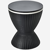 thumbnail of COSTWAY Mesa enfriadora jardín 2en1 30L con mesa elevable, cubeta imitación ratán para cócteles y cerveza, piscina terraza, Ø43×57,5-82cm, negra