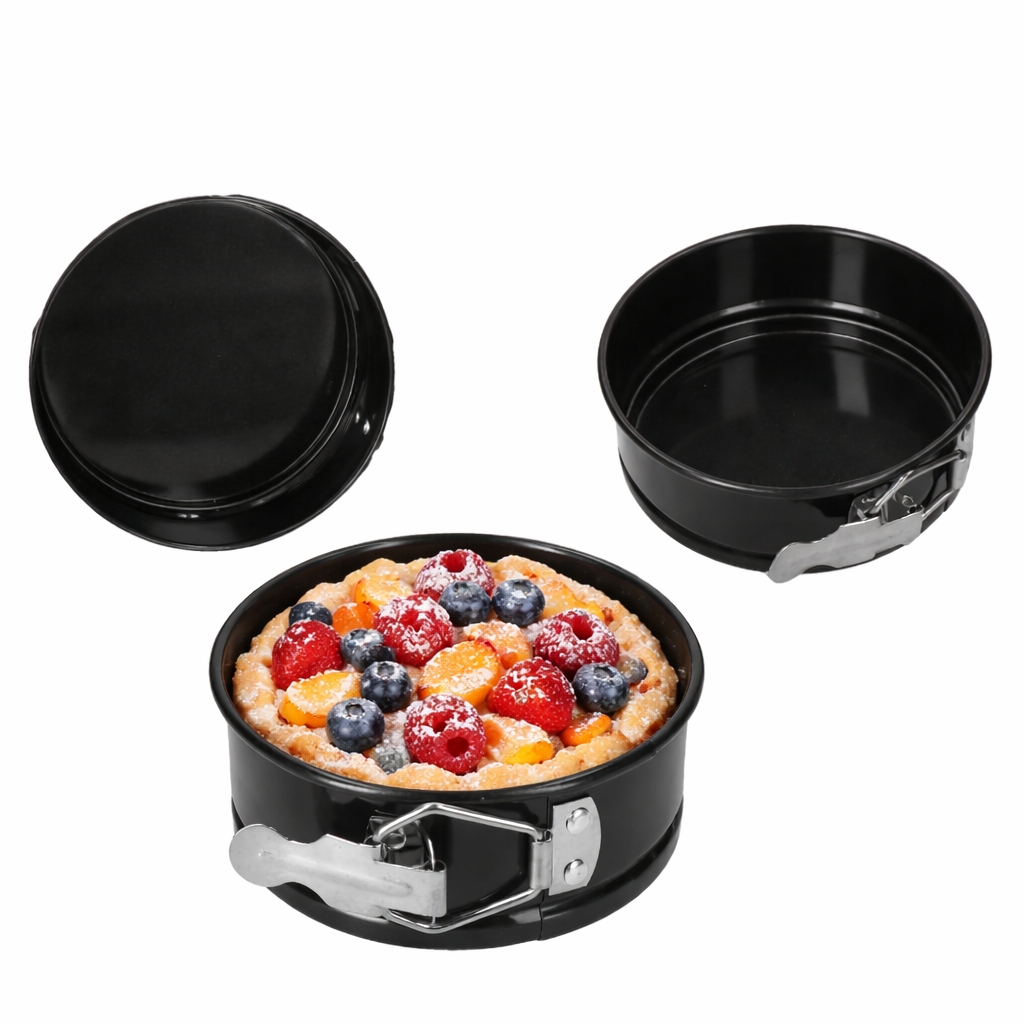 3er Set Mini Springform rund Backform Ø12,5cm Schwarz Airfryer Backofen