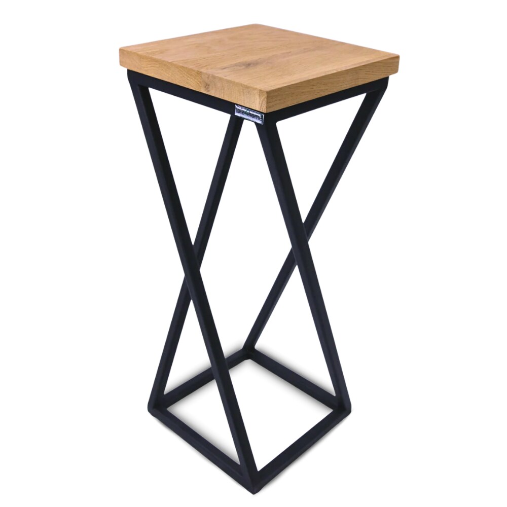 DELUKE® Blumenständer Holz Metallgestell KABRI - 50cm hoch, Eichenholz | Dekoständer für Blumen Pflanzenregal Pflanzenständer