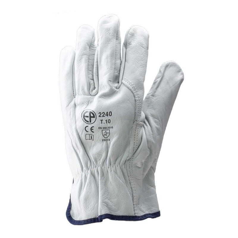 Coverguard - Gants manutention blanc en cuir tout fleur de buffle standard EUROSTRONG 2240 (Pack de 10) #ffffff Taille 8
