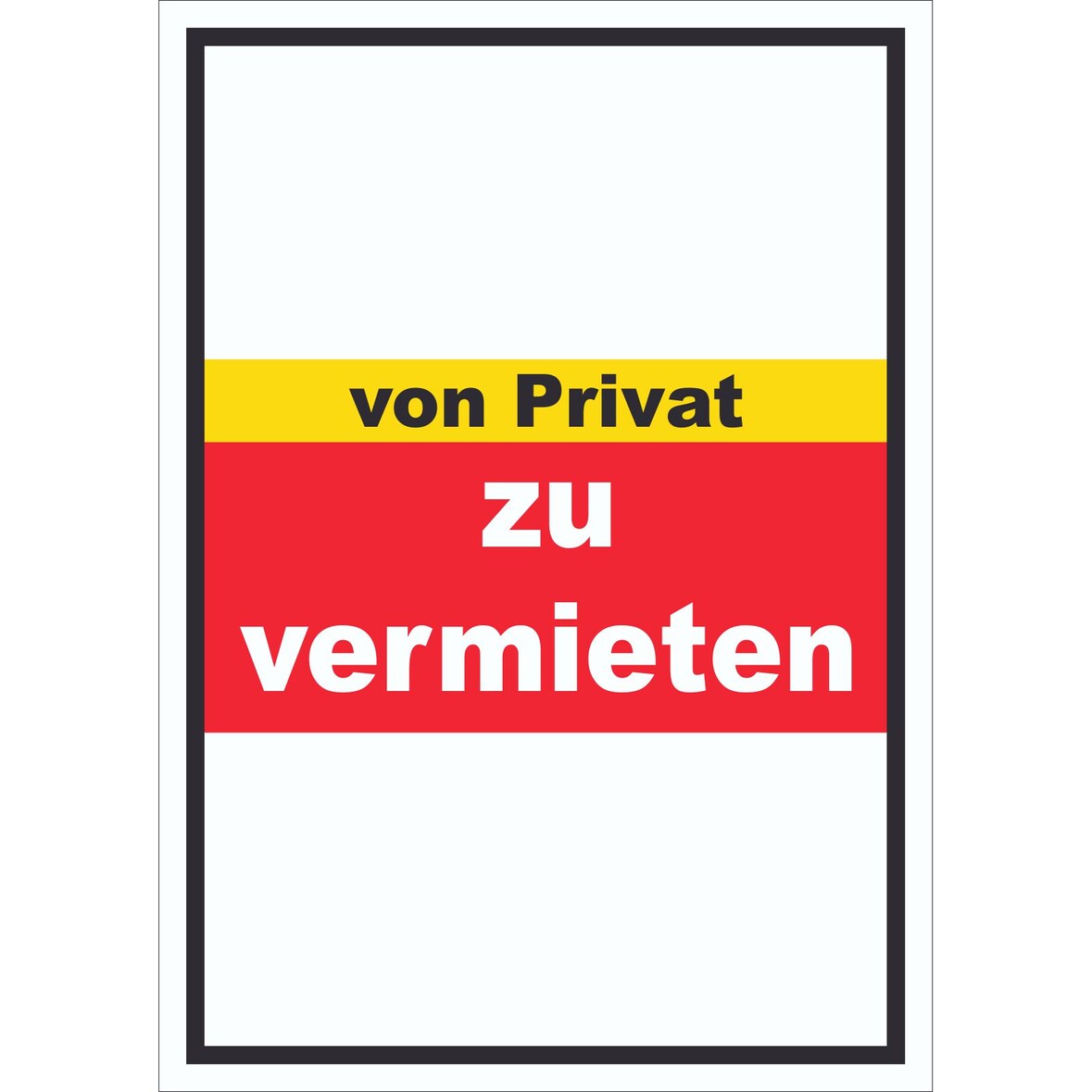 zu vermieten Schild mit Text Verkaufsschild hochkant A4 (210x297mm)