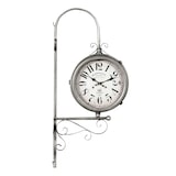 thumbnail of Orologio bifacciale da parete tipo stazione in ferro finitura acciaio anticato | miglior qualità orologio design