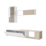 thumbnail of Dmora Wohnwand Denali, modulares Eck-Wohnzimmerset, Multipositions-Wohnzimmermöbel, 230 x 41 x 180 cm, Weiß und Eiche