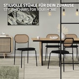 thumbnail of ML-Design Esszimmerstühle 4er-Set Schwarz – gepolsterte Rattanstühle mit gebogener Rückenlehne und Netzdesign, Metallbeine, ergonomisch, ideal für