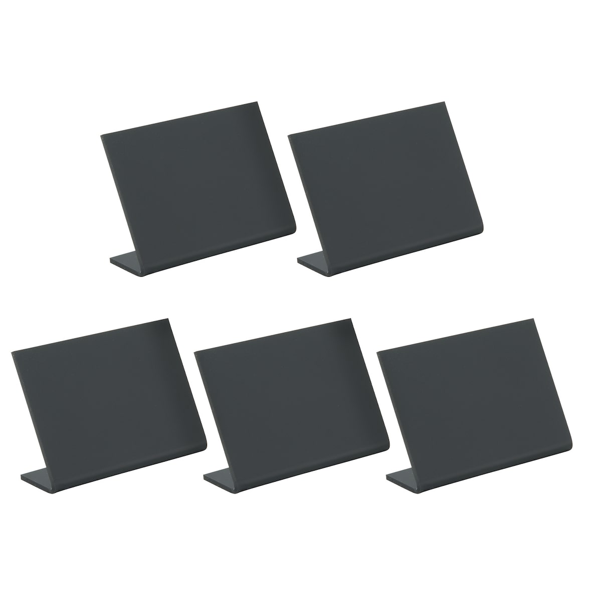 Securit® 5er-Set Tischtafeln A8 - Schwarz - L-Form - Vorderseite matt, Rückseite glänzend