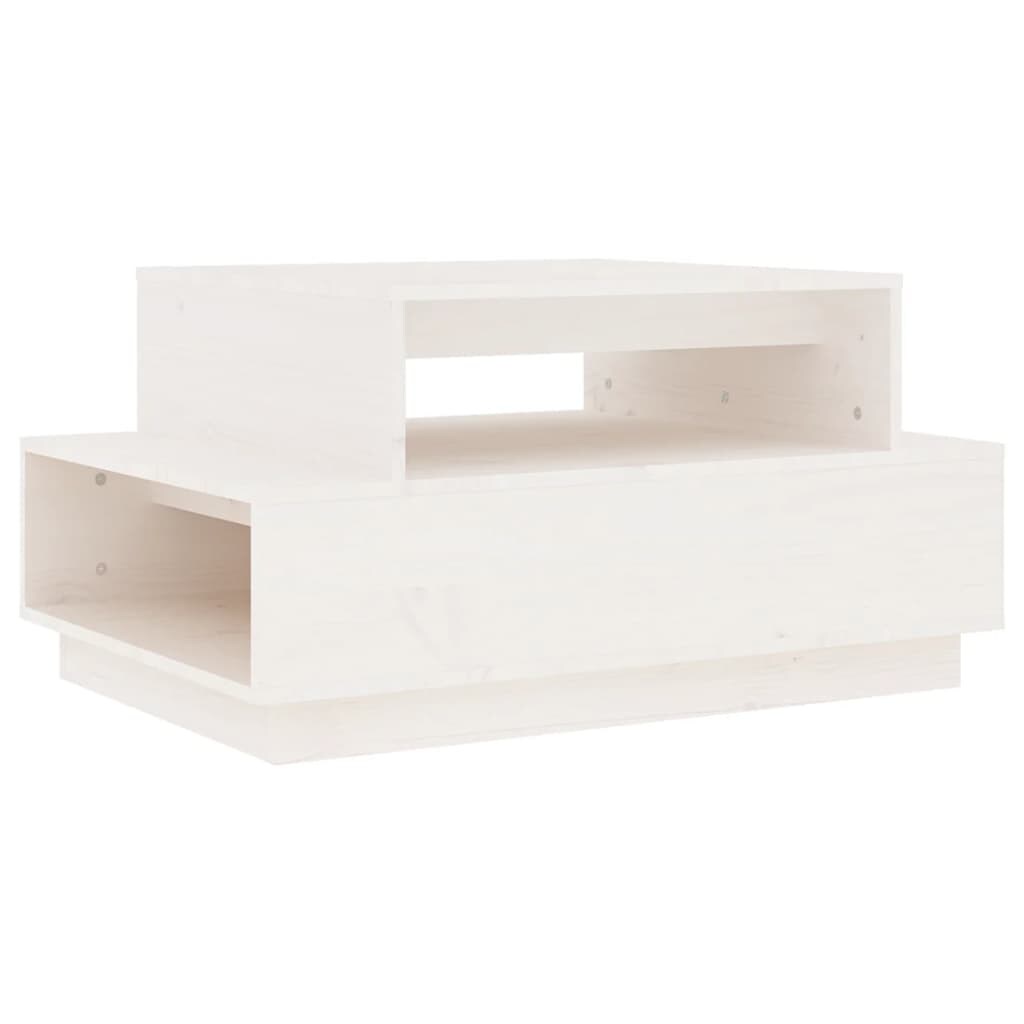 Table basse Blanc 80x55x40,5 cm Bois massif de pin Modèle Polaris Industriel