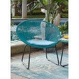 thumbnail of Möbilia Garten Sitzgruppe 5-tlg. aus Polyrattan | 2 Stühle inkl. Sitzkissen | Tisch B 51 x T 51 x H 50 cm | türkis-hellblau