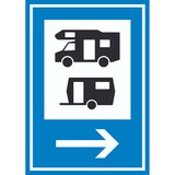 thumbnail of Wohnmobil- und Wohnwagenplatz rechts Schild A6 Rückseite selbstklebend