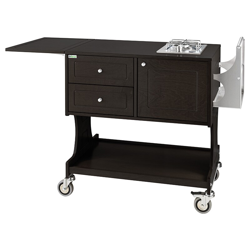 Carrello di servizio flambè in legno, Forcar CL2751CA, colore carbone, 1 fuoco, dim.cm.107x58x91h