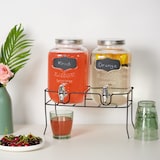 thumbnail of Relaxdays Getränkespender mit Ständer, 2er Set, Limobehälter 4L, Zapfhahn und Deckel, Wasserspender, Glas, transparent