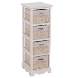 thumbnail of Scaffale cassettiera con 4 ceste shabby vintage legno di paulonia 28x25x74cm bianco