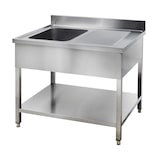 thumbnail of GastroHero Spültisch Edelstahl 1200x600 mm 1 Becken links mit Aufkantung Grundboden zur Selbstmontage Profi Gastro Basic-Serie