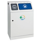 thumbnail of PROREGAL Wertstoffsammler doppel, selbstschließenden Einwurfklappen, 1x 30L + 1x 60L, HxBxT 92x58x38cm, Grau/Blau, Abfallsammler Abfalleimer