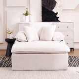 thumbnail of Ergonomischer Sessel 177x122x92 cm aus Cordstoff in Weiß – Komfortables Entspannen, modernes Design, keine Montage erforderlich
