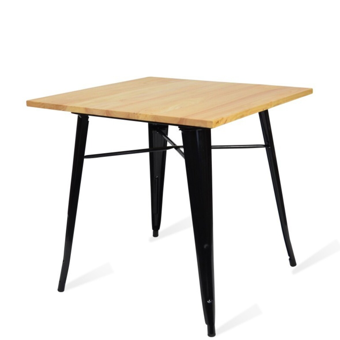Gasfrit - Mesa baixa Tolix  em metal com tampo de madeira 800 x 800 x 760 mm