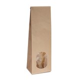 thumbnail of 500x Blockbodenbeutel mit ovalem Sichtfenster - 250g - 8 x 5 x 24,3 cm - Papiertüten Bodenbeutel Geschenktüte Tütchen (250g – mit ovalem Fenster)