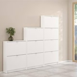 thumbnail of WellHome - Zapatero Abatible de Madera con 2 Compartimentos en color Blanco 71 x 17 x 86 cm - Adaja