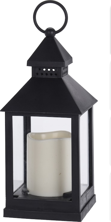 Lanterna a candela LED nera 10,5x10,5x23 cm