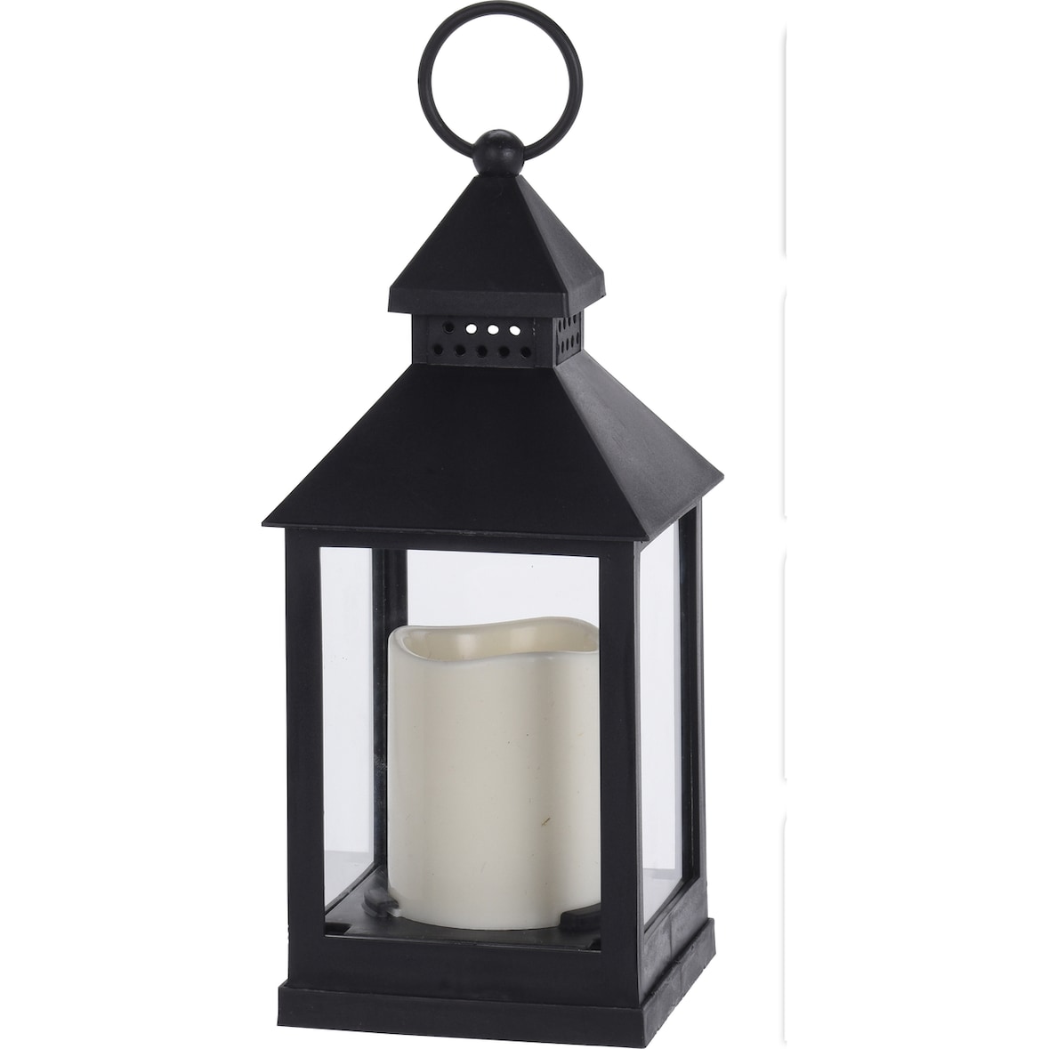 Lanterna a candela LED nera 10,5x10,5x23 cm