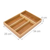 thumbnail of Relaxdays Besteckkasten aus Bambus, HxBxT: 4x25x34cm, 4 Fächer, Küchenorganizer & Schubladeneinsatz, naturfarben