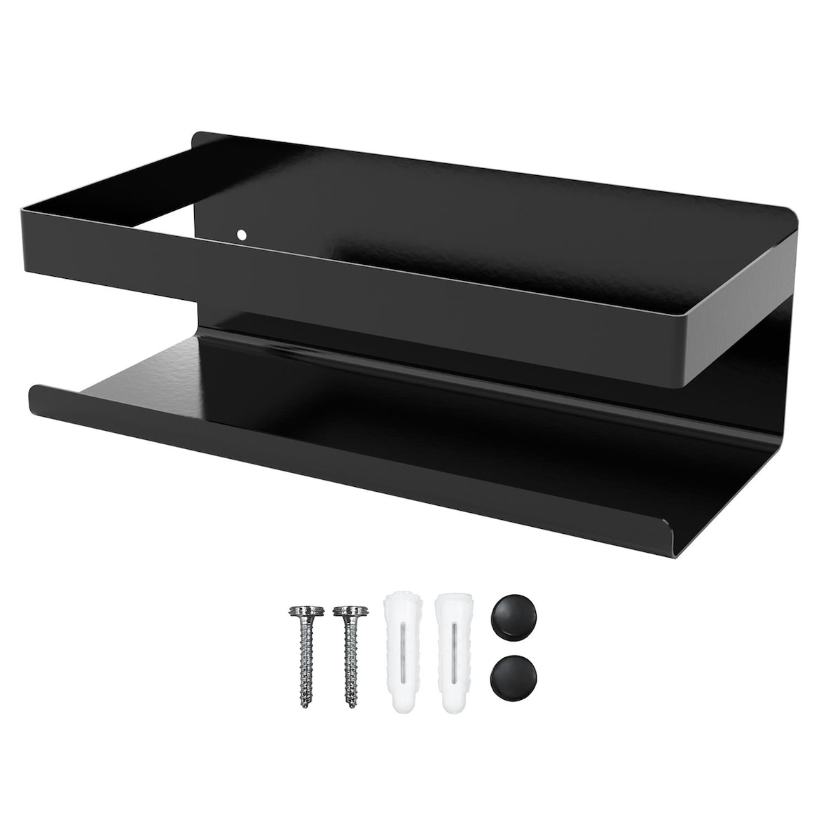 Intirilife selbstklebendes Duschregal in Schwarz - 23 x 10 x 8 cm - Shampoohalterung Duschablage Badezubehörkorb Gewürzregal