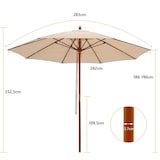 thumbnail of COSTWAY Parasol, houten tuinparasol, balkonparasol, terrasparasol, marktparasol