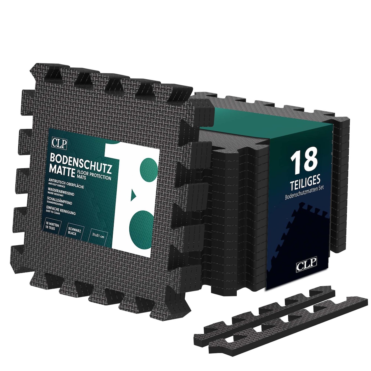 Fitness mat 30x30 cm zwart/18-delige set